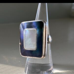 Abalone Sterling Silver Square Ring